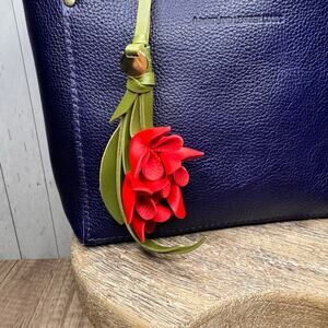 Flower Bag Charm Red Flower Fuchsia Lobelia Flowers Purse Accessory